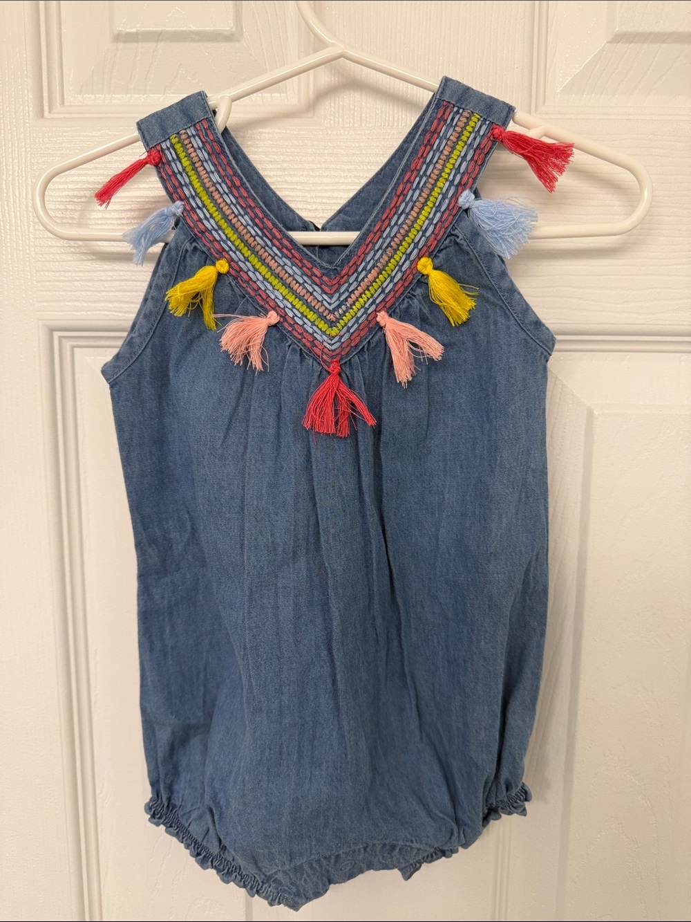 Mud Pie Girls Blue Embroidered Denim Jeans